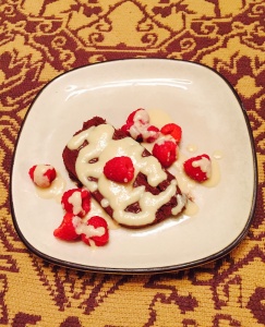 Marquise au Chocolat with Kahlua Crème Anglais and Raspberries