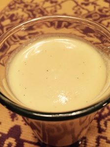 Microwaved Crème Anglais. Look at all that lovely vanilla! Can you smell the Kahlua?